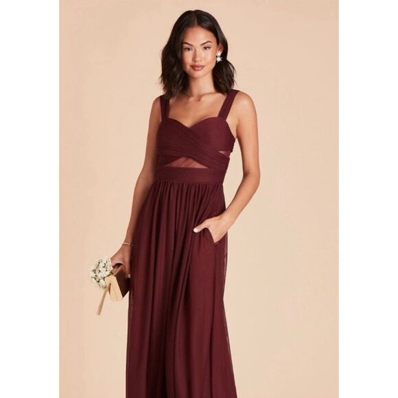 Birdy grey burgundy chiffon dress sz xs - Picture 1 of 8